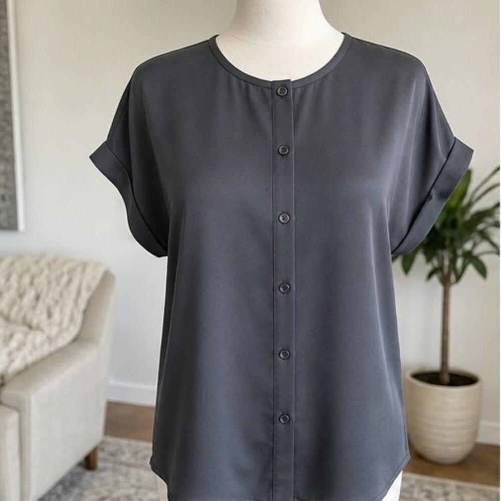 Charcoal Wrap Blouse